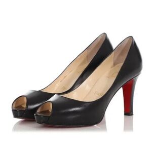 Christian Louboutin open toed leather heelsRETAIL 695